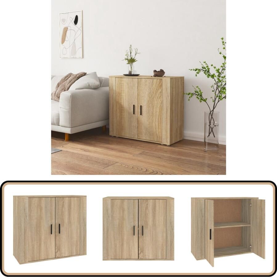 VidaXL Dressoir 80x33x70 cm Sonoma Eiken Dressoir Houten Dressoir Sonoma Eiken Dressoir Salontafel Tv Tafel - Foto 2