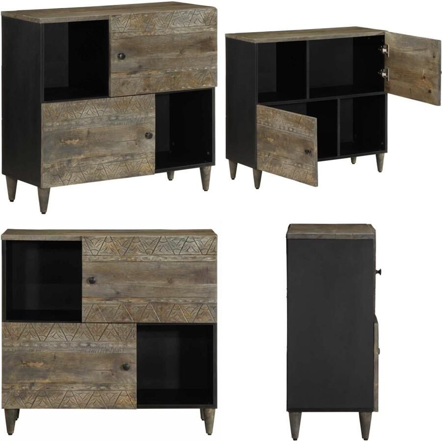 VidaXL Dressoir 80x33x75 cm massief mangohout Dressoir Dressoirs Opbergkast Buffet