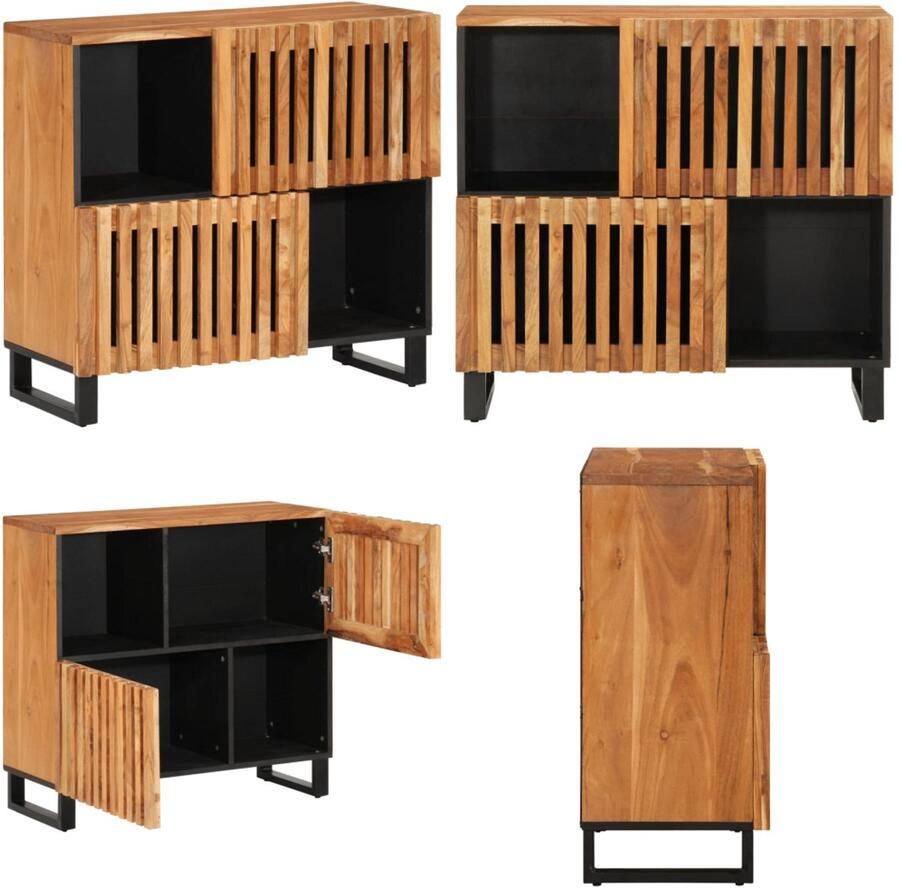 VidaXL Dressoir 80x34x75 cm massief acaciahout Dressoir Dressoirs Opbergkast Wandkast