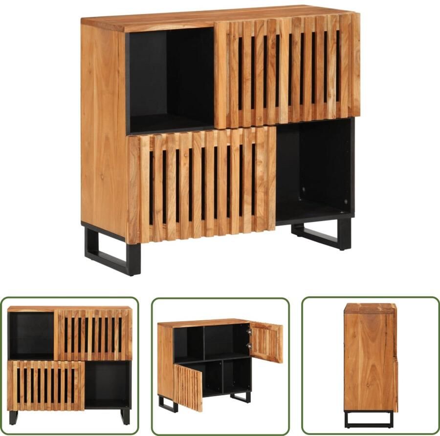 The Living Store Dressoir 80x34x75 cm massief acaciahout Dressoir Industrieel Design Houten Dressoir Acacia Hout Vintage Dressoir