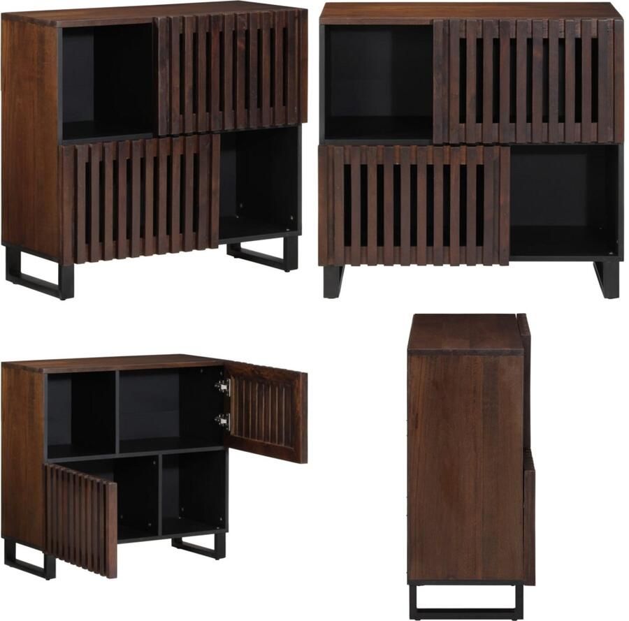 VidaXL Dressoir 80x34x75 cm massief mangohout bruin Dressoir Dressoirs Opbergkast Wandkast