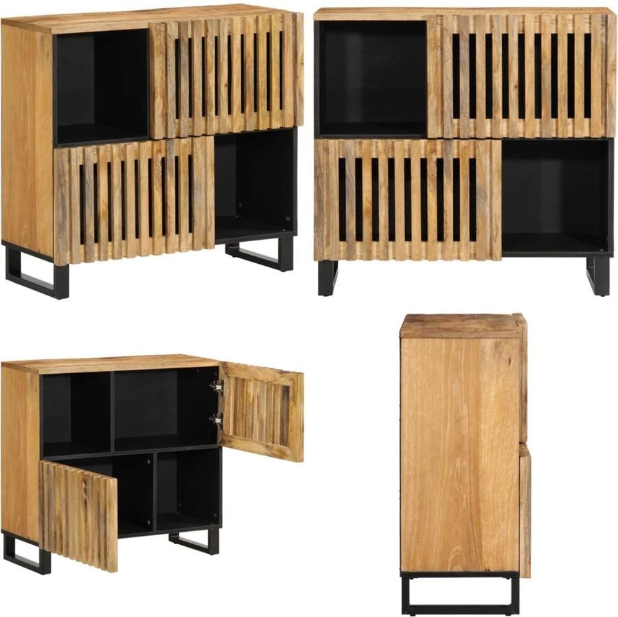 VidaXL Dressoir 80x34x75 cm massief ruw mangohout Dressoir Dressoirs Opbergkast Wandkast