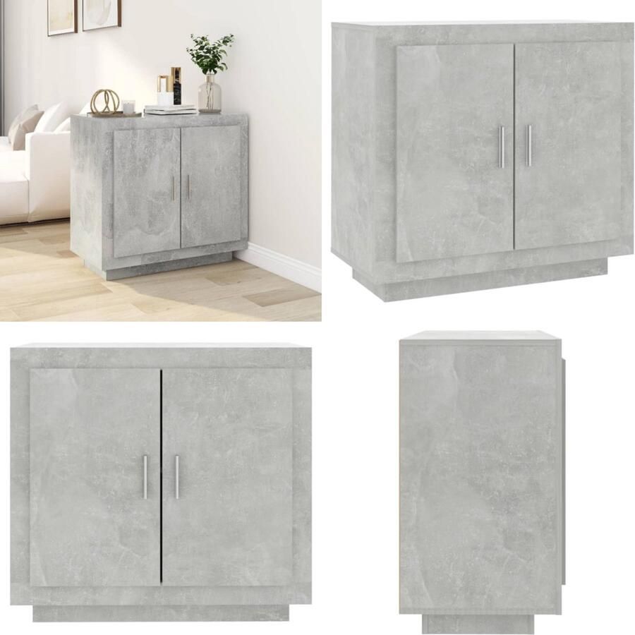 VidaXL Dressoir 80x40x75 cm bewerkt hout betongrijs Dressoir Dressoirs Kast Met Deuren