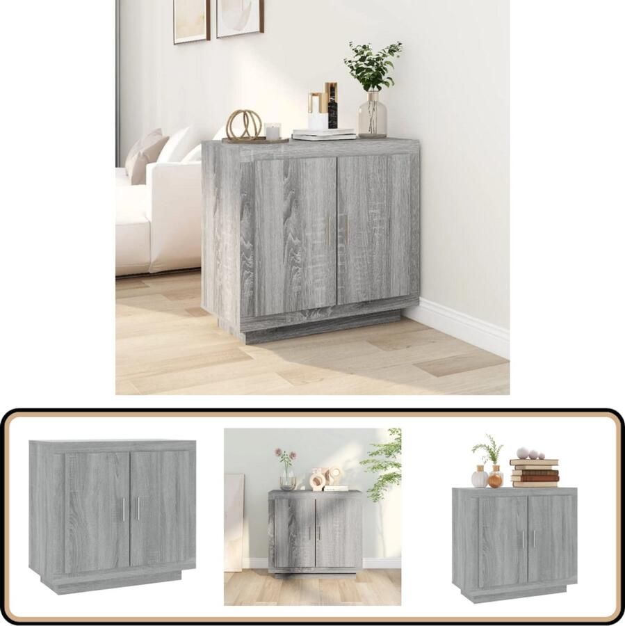 VidaXL Dressoir Grijs Sonoma Eiken 80x40x75 cm Dressoir Kast Grijze Kast Houten Dressoir Salontafel