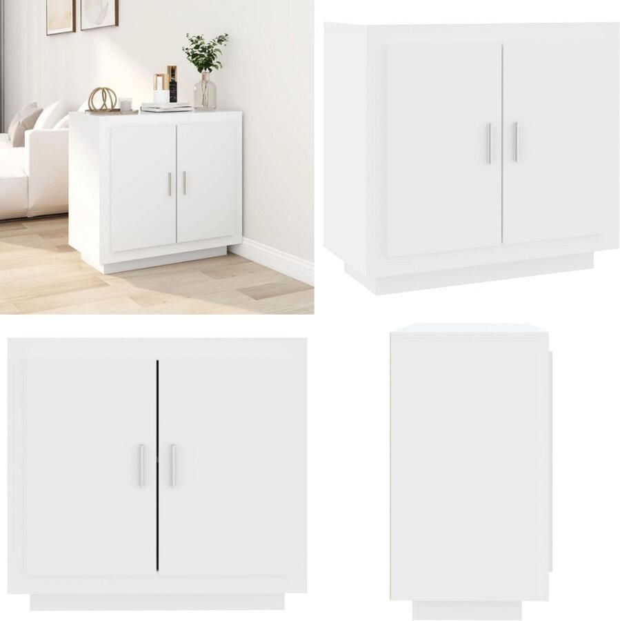 VidaXL Dressoir 80x40x75 cm bewerkt hout wit Dressoir Dressoirs Kast Met Deuren