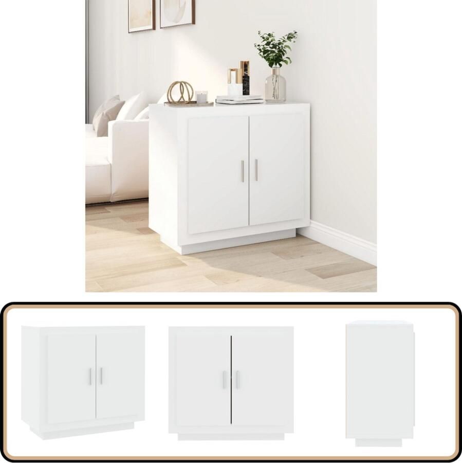 The Living Store Dressoir 80x40x75 cm bewerkt hout wit Dressoir Houten Dressoir Wit Dressoir Opbergmeubel Salontafel