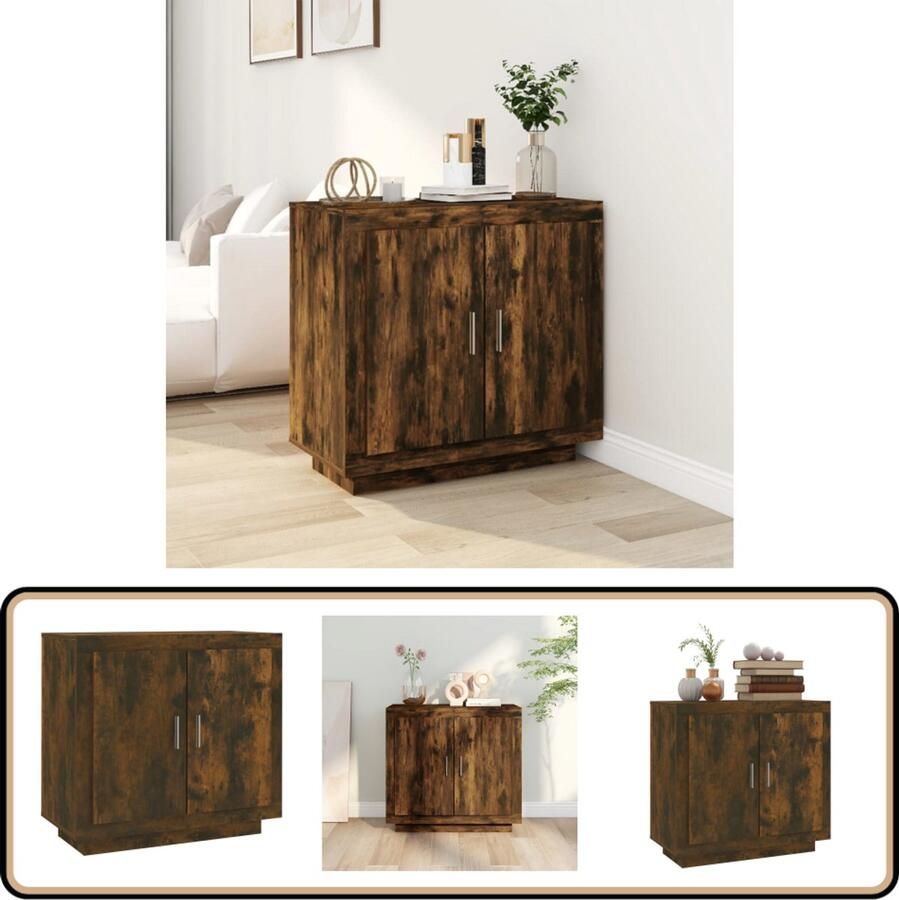 VidaXL Dressoir 80x40x75 cm Gerookt Eiken Dressoir Kast Houten Dressoir Gerookt Eiken Opbergkast - Foto 2