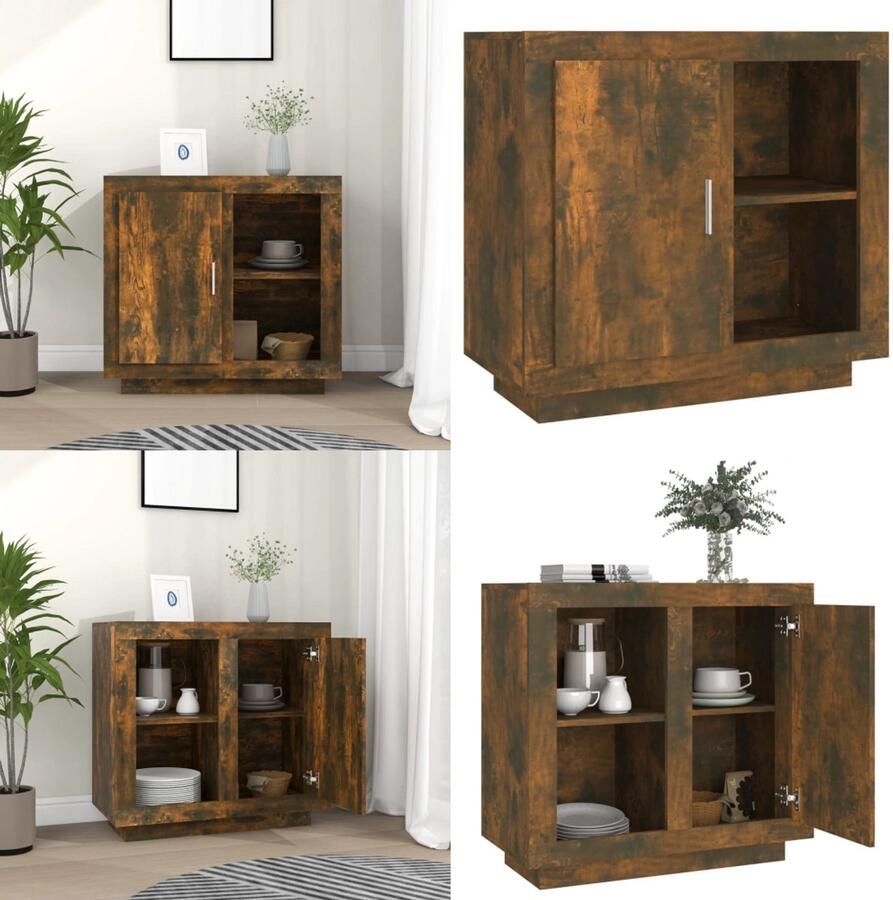 The Living Store Dressoir 80x40x75 cm gerookt eikenkleurig Dressoir Houten Dressoir Bergruimte Woonkamer Meubels Slaapkamer Meubels - Foto 2