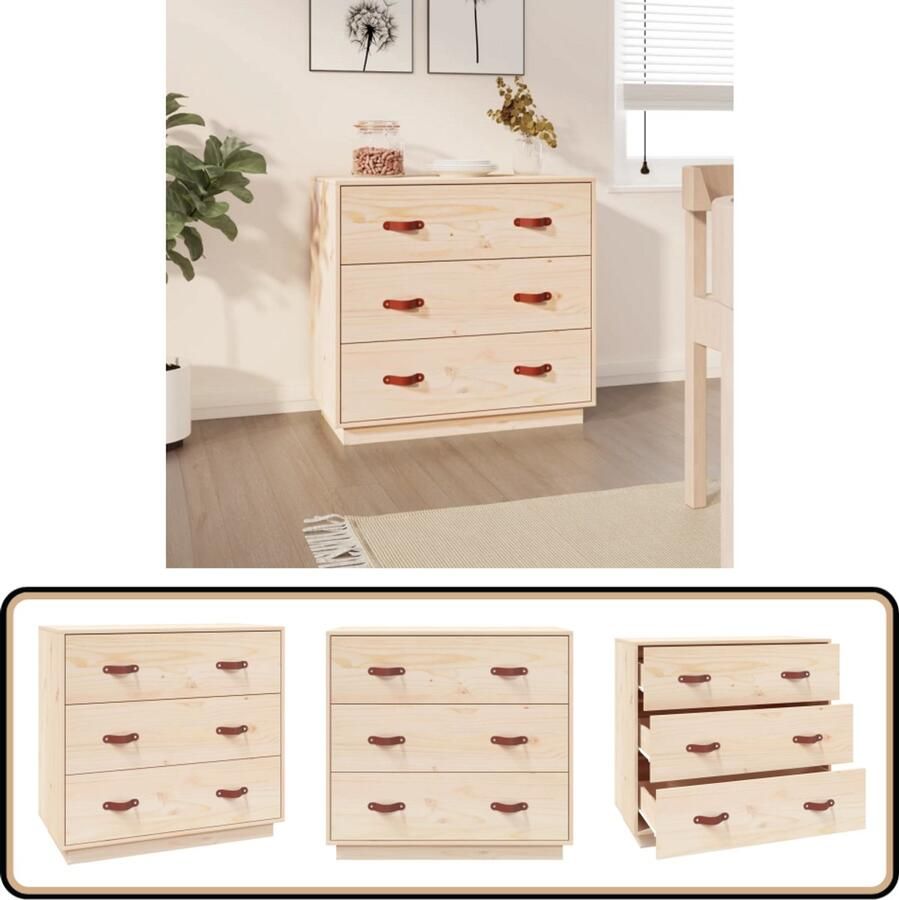 VidaXL Dressoir 80x40x75 cm massief grenenhout Dressoir Grenenhouten Dressoir Vintage Dressoir Landelijk Dressoir Salontafel