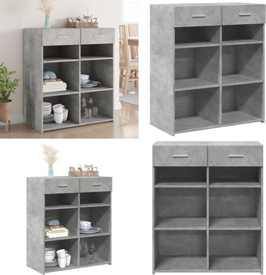 VidaXL Dressoir 80x42 5x93 cm bewerkt hout betongrijs Dressoir Dressoirs Kast Wandkast