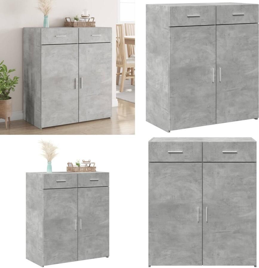 VidaXL Dressoir 80x42 5x93 cm bewerkt hout betongrijs Dressoir Dressoirs Kast Wandkast