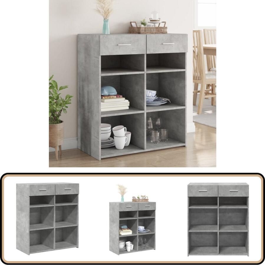 VidaXL Dressoir 80x42 5x93 cm Bewerkt hout Grijs Dressoir Houten Dressoir Vintage Dressoir Grijze Dressoir Opbergmeubel