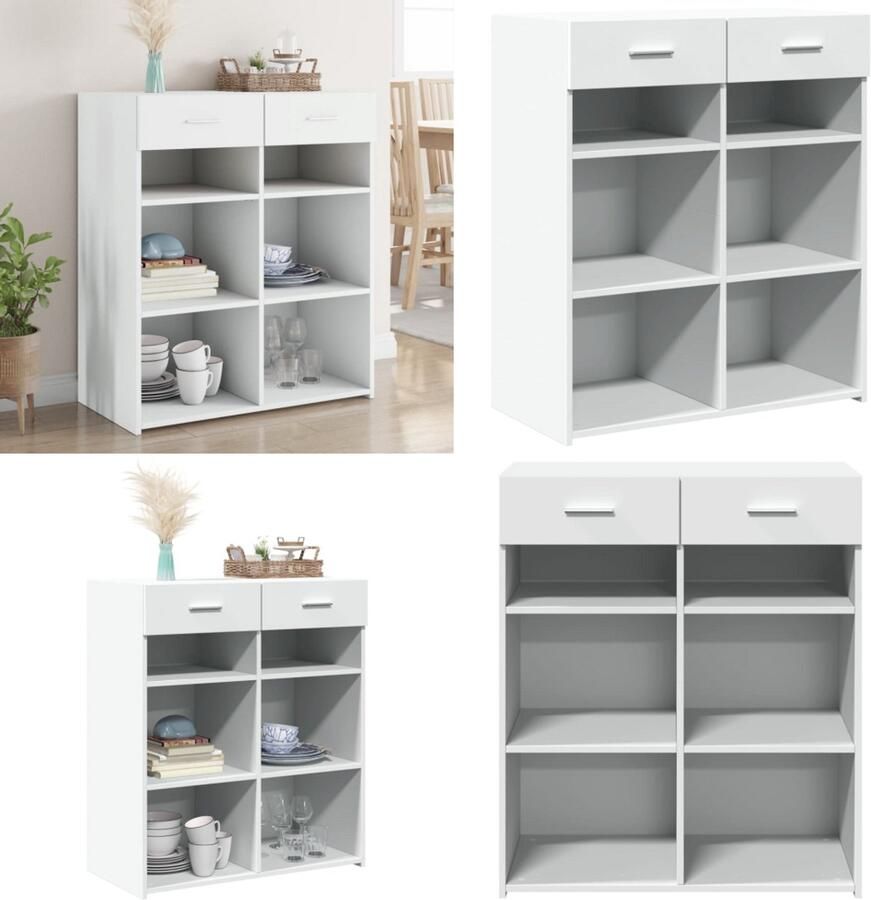 VidaXL Dressoir 80x42 5x93 cm bewerkt hout wit Dressoir Dressoirs Kast Wandkast