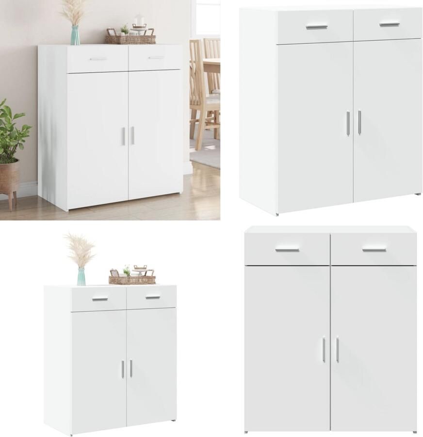 VidaXL Dressoir 80x42 5x93 cm bewerkt hout wit Dressoir Dressoirs Kast Wandkast