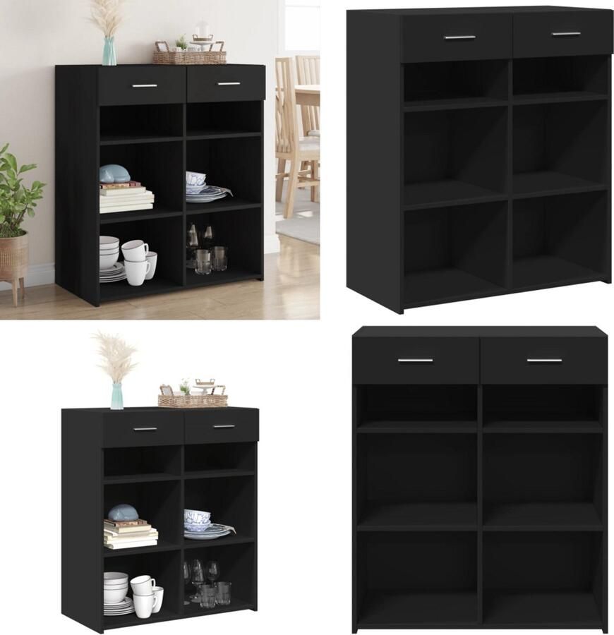 VidaXL Dressoir 80x42 5x93 cm bewerkt hout zwart Dressoir Dressoirs Kast Wandkast