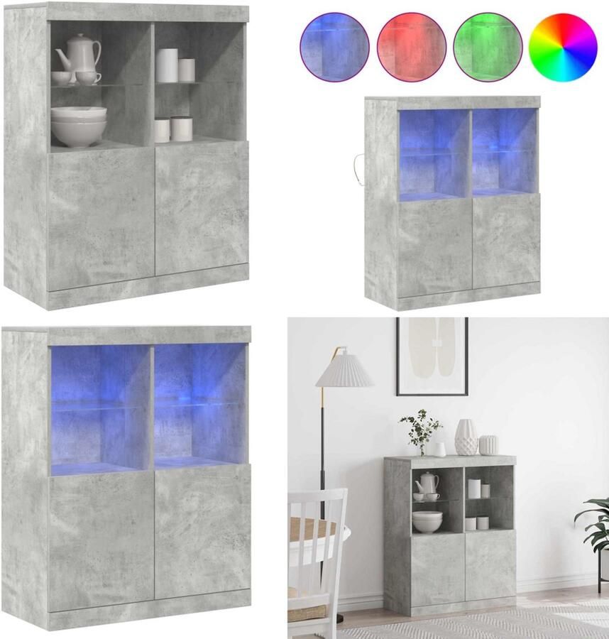 VidaXL Dressoir 81x37x100 cm bewerkt hout betongrijs Dressoir Dressoirs Kast Wandkast