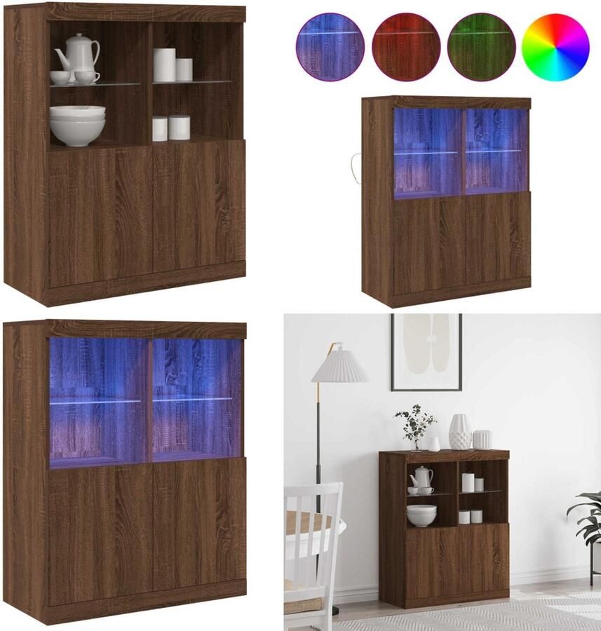 VidaXL Dressoir 81x37x100 cm bewerkt hout bruin eikenkleur Dressoir Dressoirs Kast Wandkast