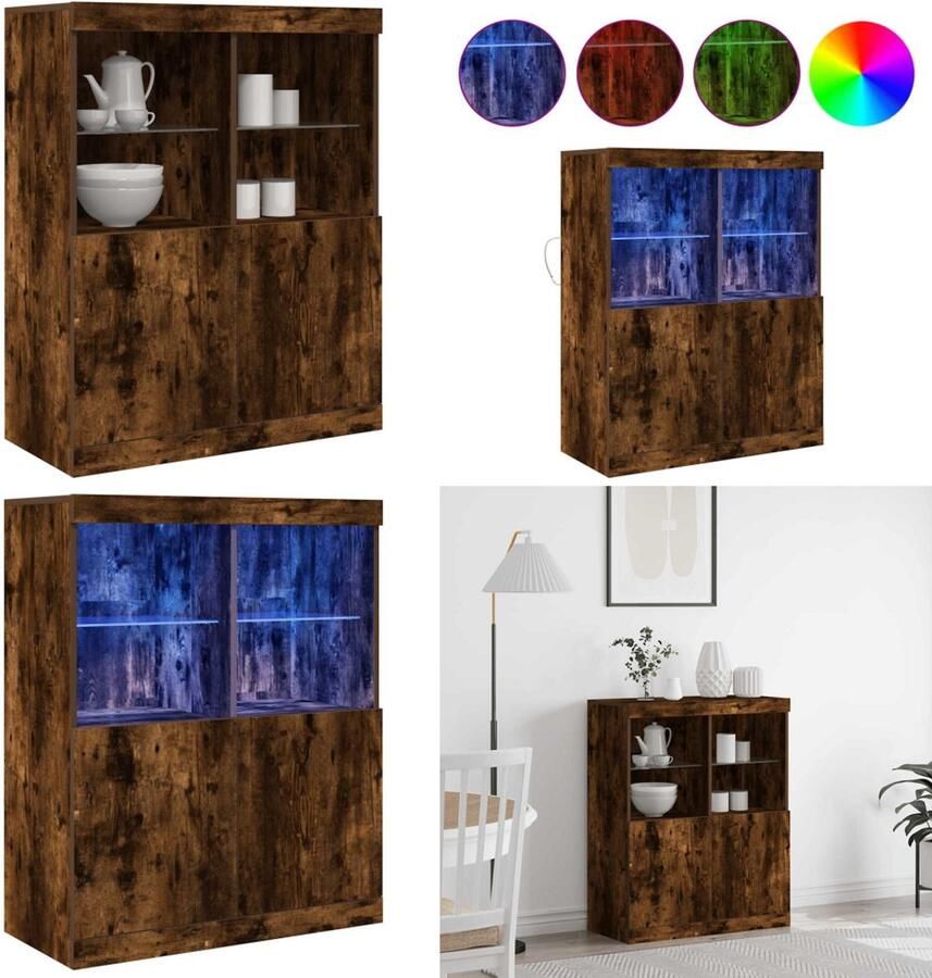 VidaXL Dressoir 81x37x100 cm bewerkt hout gerookt eikenkleurig Dressoir Dressoirs Kast Wandkast