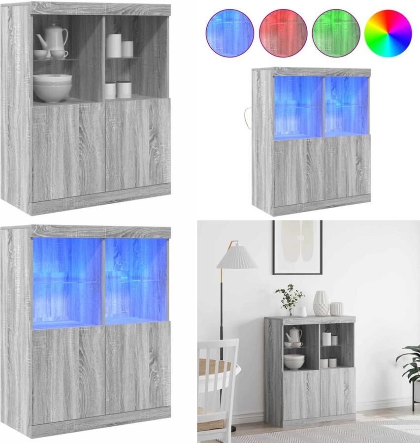 VidaXL Dressoir 81x37x100 cm bewerkt hout grijs sonoma eikenkleurig Dressoir Dressoirs Kast Wandkast