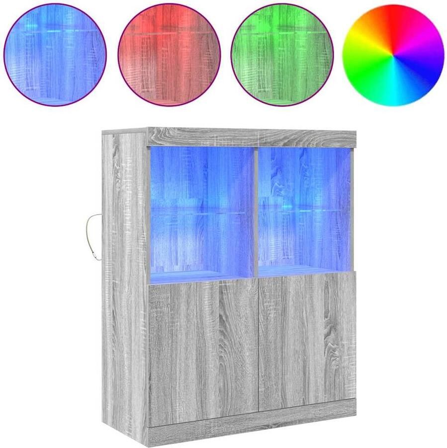 VidaXL Dressoir 81x37x100 cm bewerkt hout grijs sonoma eikenkleurig