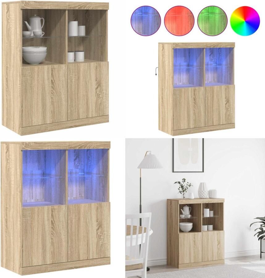 VidaXL Dressoir 81x37x100 cm bewerkt hout sonoma eikenkleurig Dressoir Dressoirs Kast Wandkast