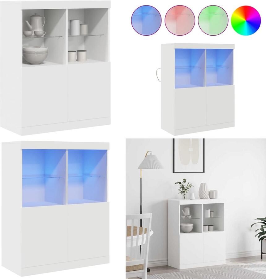 VidaXL Dressoir 81x37x100 cm bewerkt hout wit Dressoir Dressoirs Kast Wandkast