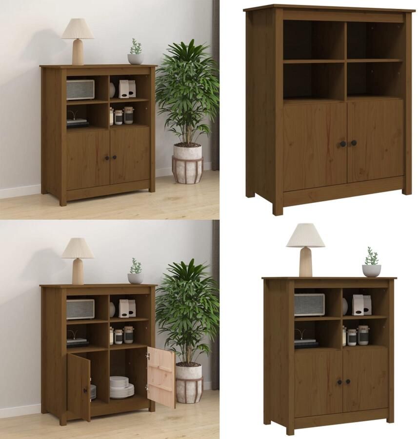 VidaXL Dressoir 83x41 5x100 cm massief grenenhout honingbruin Dressoir Dressoirs Kast Wandkast