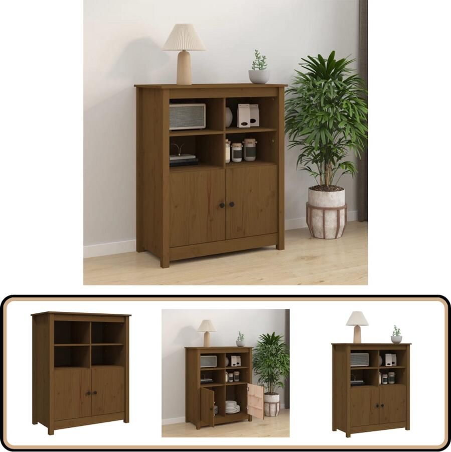 VidaXL Dressoir Massief Grenenhout Honingbruin Dressoir Kast Houten Dressoir Vintage Dressoir Landelijke Stijl