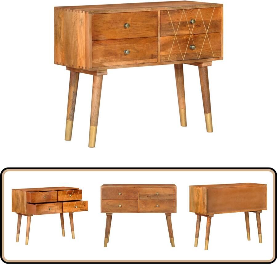 VidaXL Dressoir Mangohout 85x40x70 cm Dressoir Vintage Dressoir Mangohouten Dressoir Kast Opbergmeubels