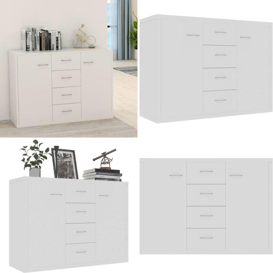VidaXL Dressoir 88x30x65 cm bewerkt hout wit Dressoir Dressoirs Opbergkast Opbergkasten