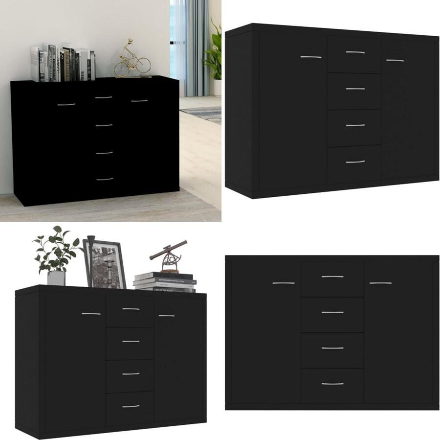 VidaXL Dressoir 88x30x65 cm bewerkt hout zwart Dressoir Dressoirs Opbergkast Opbergkasten