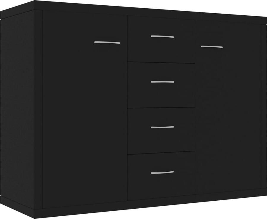 The Living Store Dressoir 88x30x65 cm bewerkt hout zwart Dressoir Kast Opbergruimte Minimalist Design Zwart - Foto 2