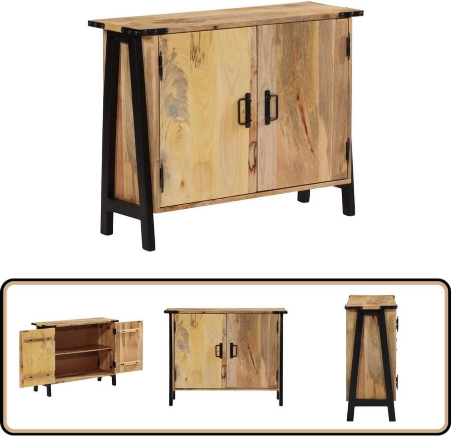 VidaXL Dressoir Massief Mangohout 88x30x69 cm Dressoir Mango Wood Furniture Houten Dressoir Opbergkast Salontafel