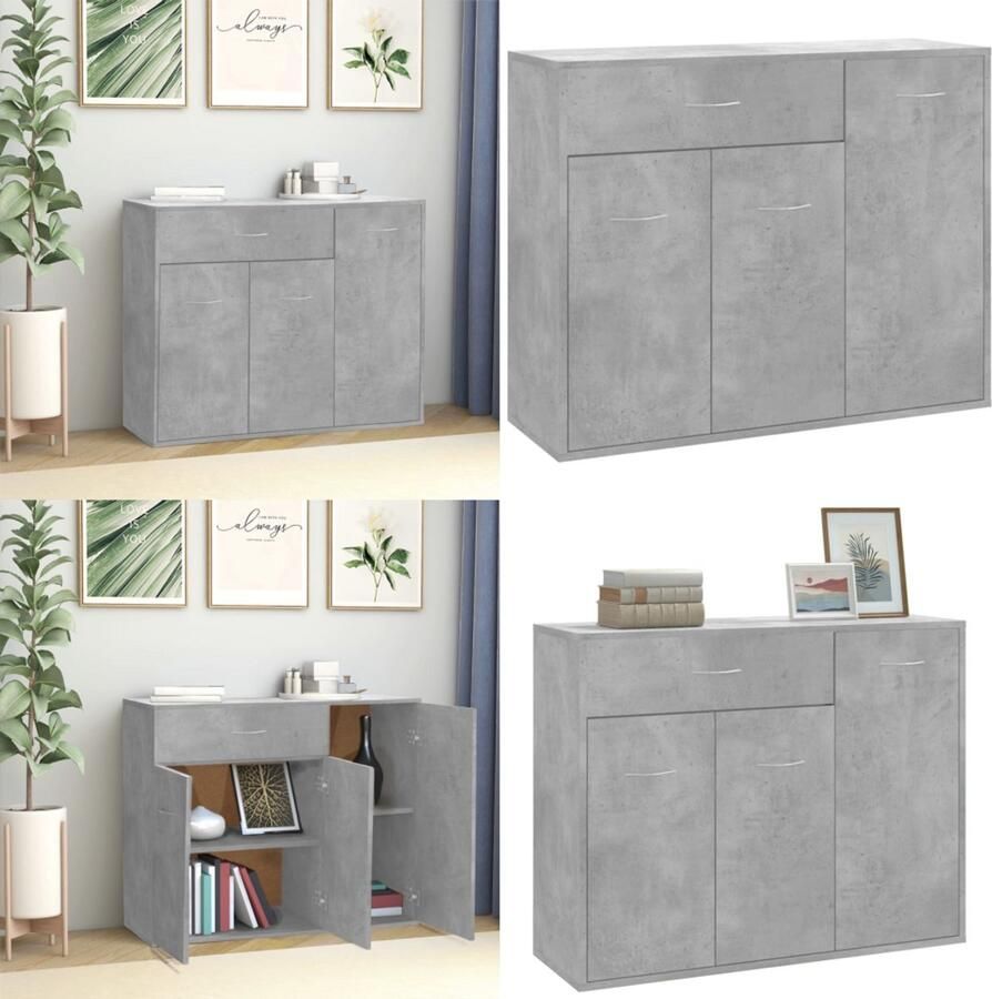 VidaXL Dressoir 88x30x70 cm bewerkt hout betongrijs Dressoir Dressoirs Opbergkast Opbergkasten