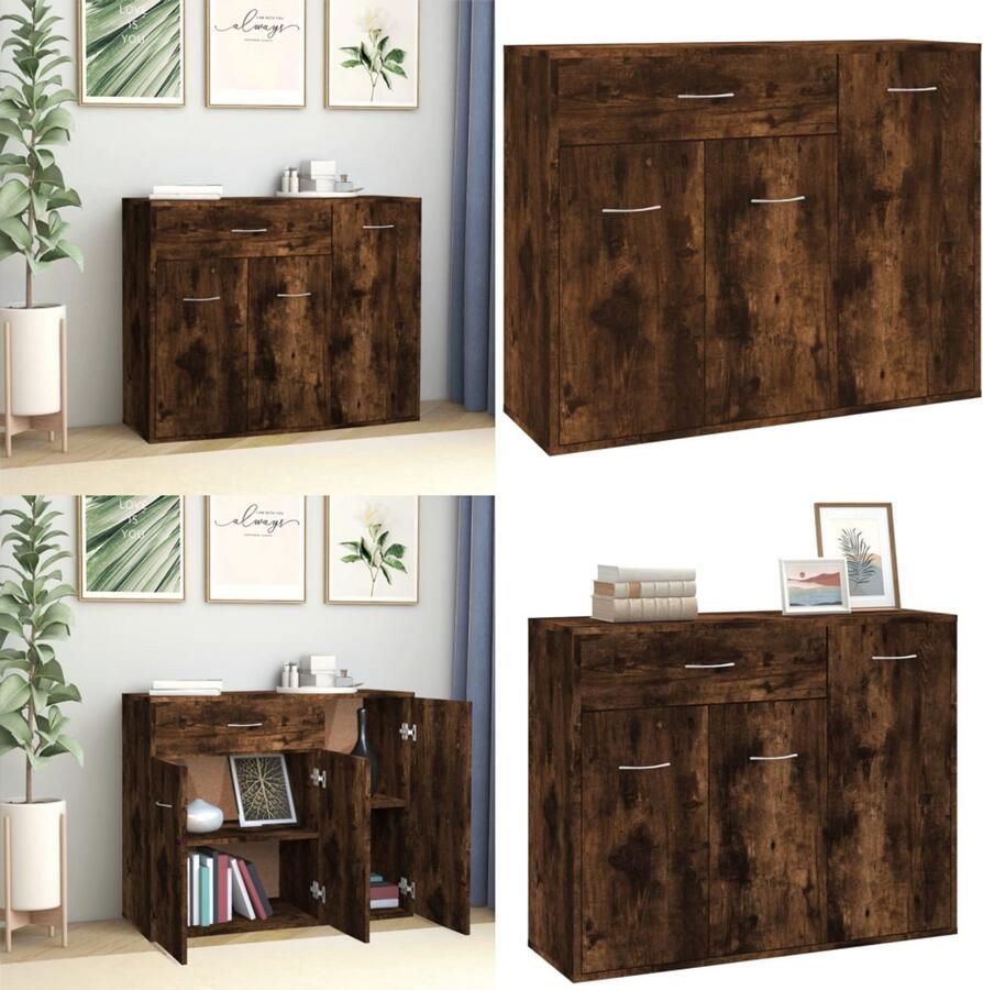 VidaXL Dressoir 88x30x70 cm bewerkt hout gerookt eikenkleurig Dressoir Dressoirs Kast Wandkast