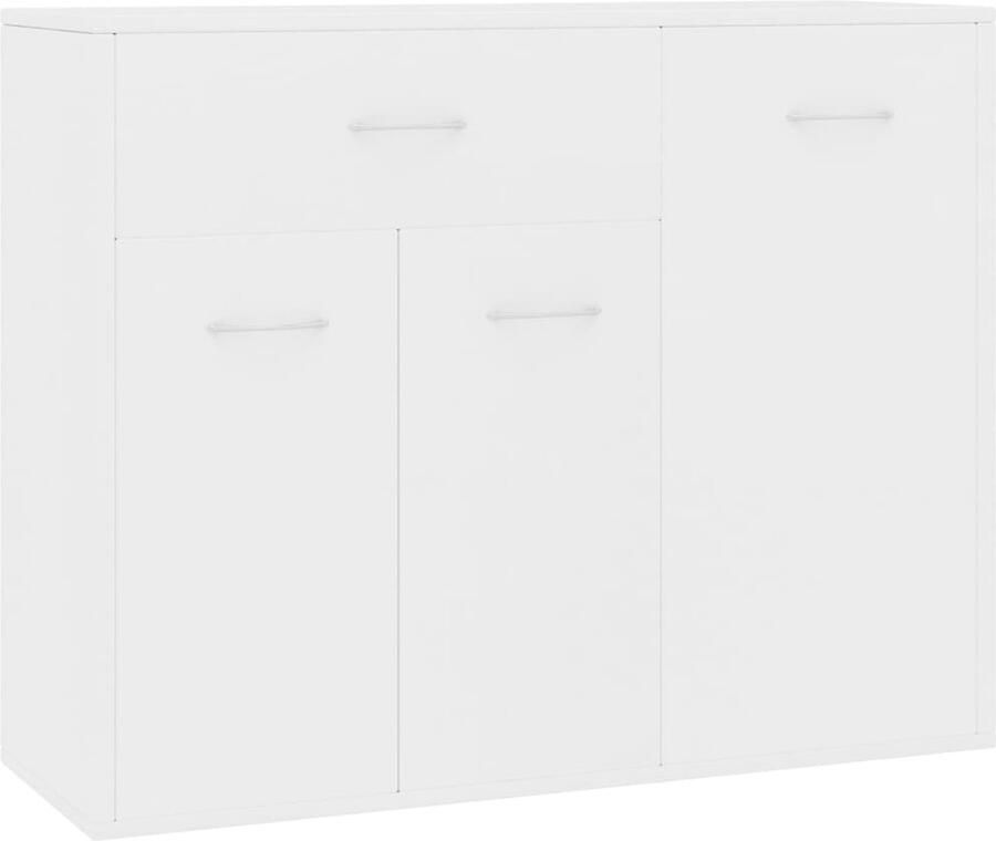 The Living Store Dressoir 88x30x70 cm bewerkt hout wit Dressoir Minimalistische Meubels Houten Kast Opbergmeubilair Salontafel - Foto 4
