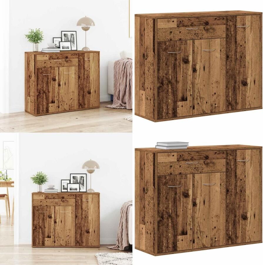 VidaXL Dressoir 88x30x70 cm spaanplaat oud hout Dressoir Dressoirs Opbergkast Buffet