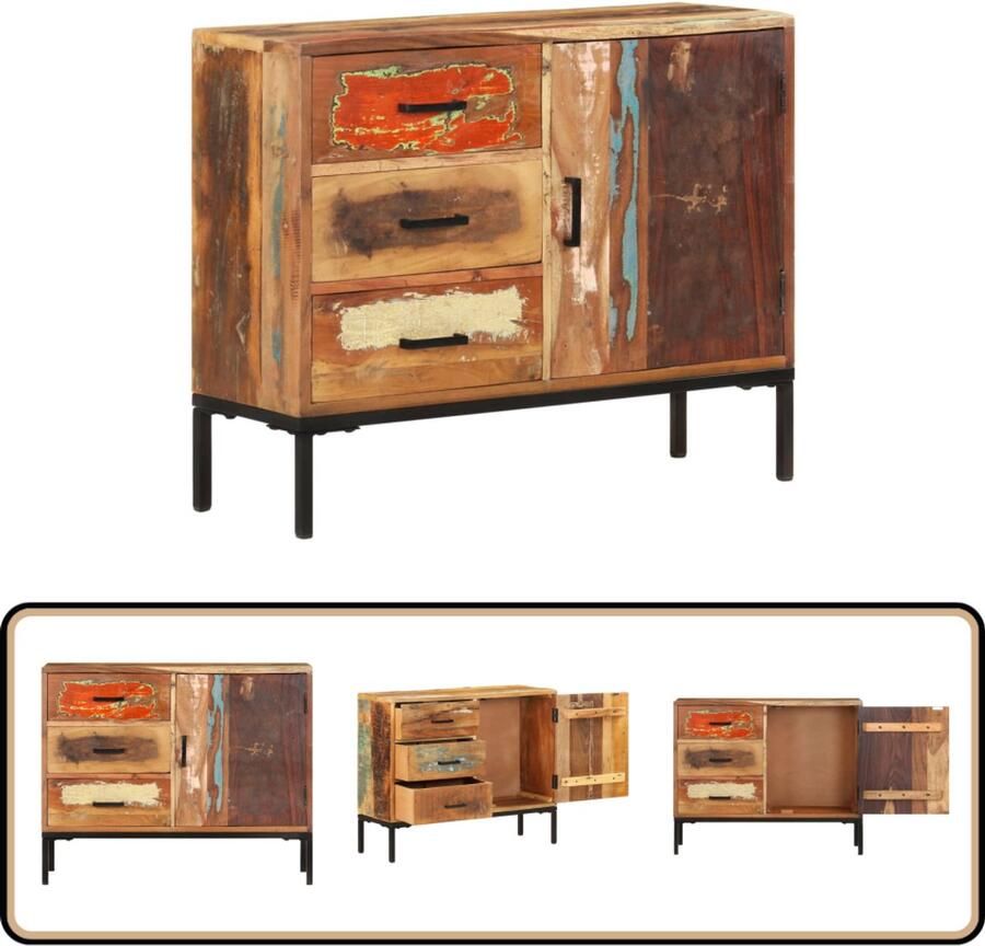VidaXL Dressoir 88x30x73 cm Gerecycled Hout Dressoir Bijzetkast Vintage Meubels Landelijk Interieur Industriële Meubelen
