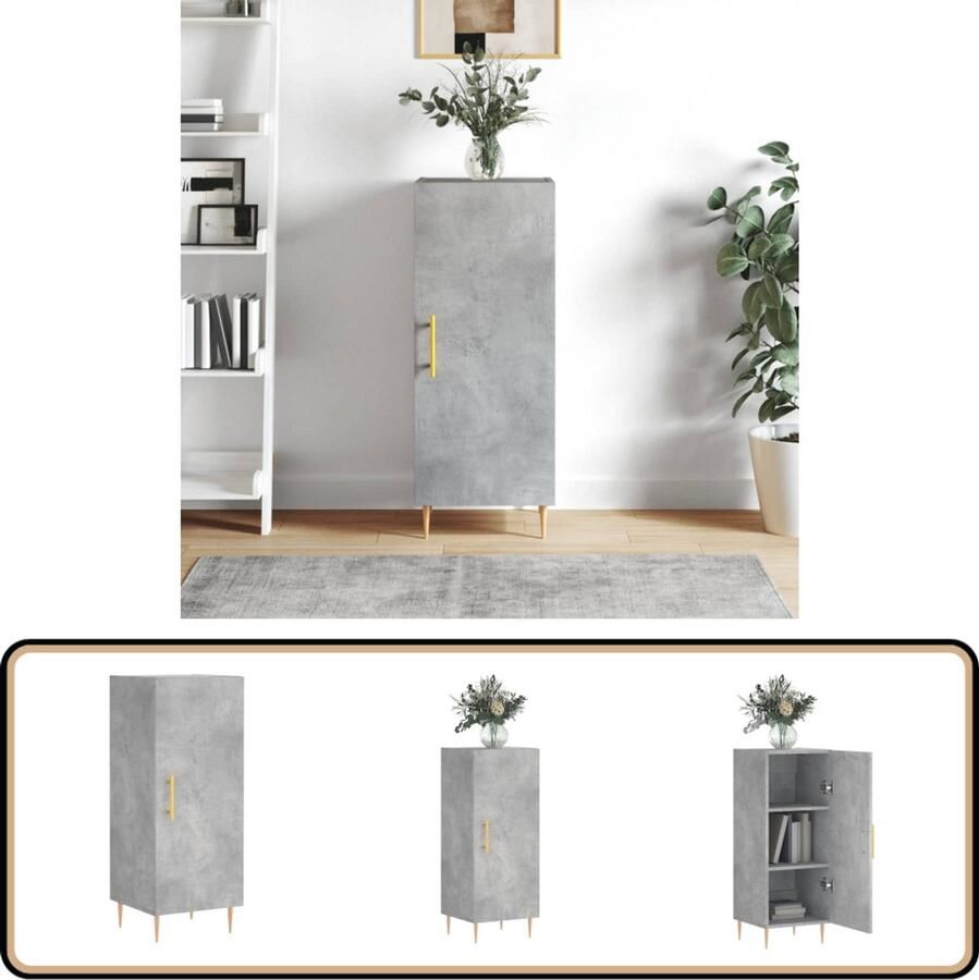 VidaXL Dressoir 90 cm Betongrijs Hout & Metaal Dressoir Bijzettafel Opbergkast Tv-meubel Beton Grijs
