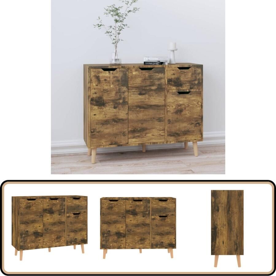 VidaXL Dressoir 90x30x72 cm Gerookt Eiken Kleur Dressoir Bijzetkast Tv-meubel Houten Dressoir Bruine Dressoir - Foto 2