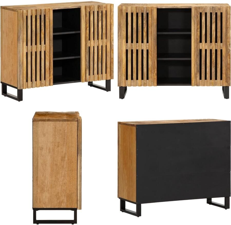 VidaXL Dressoir 90x34x75 cm massief ruw mangohout Dressoir Dressoirs Opbergkast Wandkast