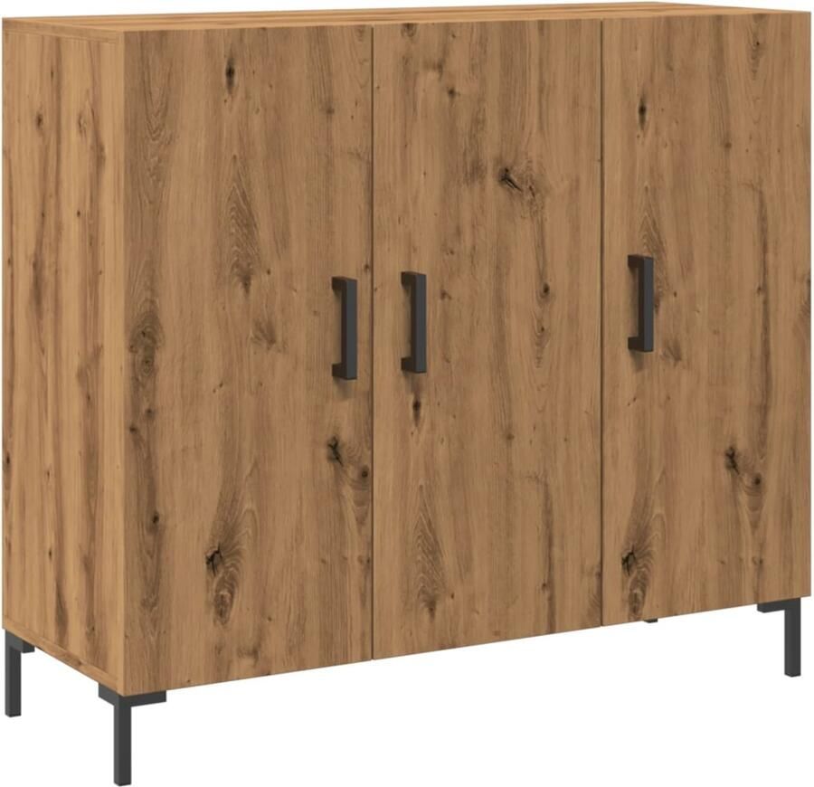VidaXL The Living Store Dressoir 90x34x80 cm bewerkt hout artisanaal eikenkleurig Dressoir Houten Dressoir Opslagmeubel Salontafel Tv Tafel - Foto 2