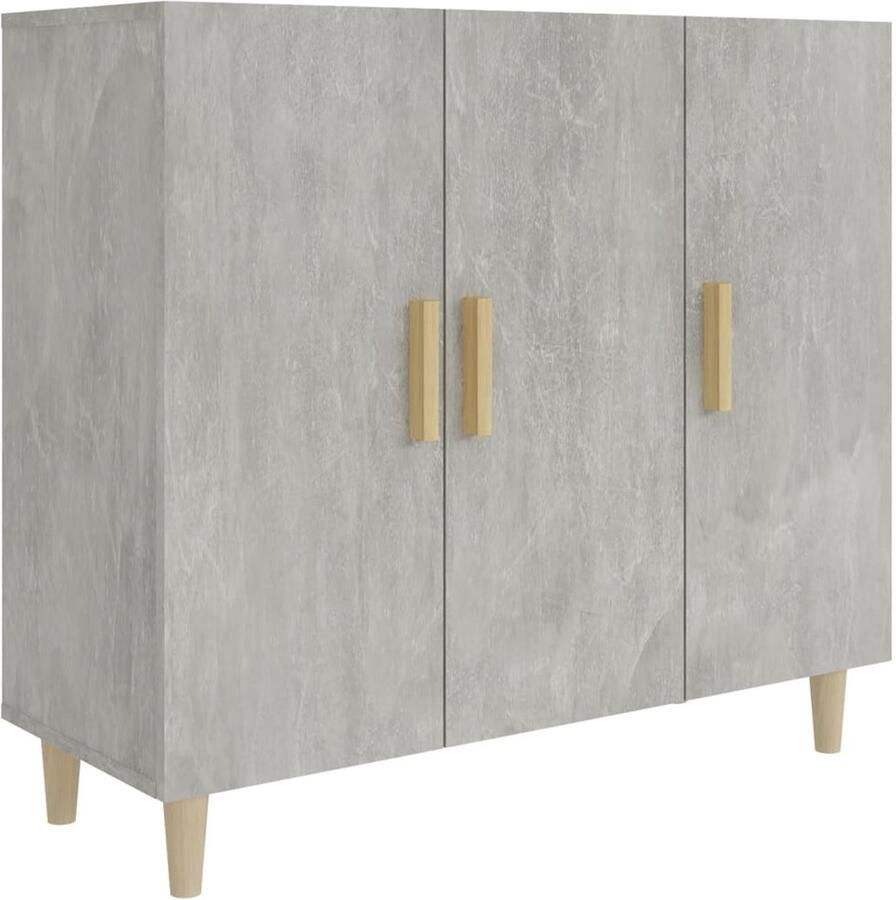 VidaXL Dressoir 90x34x80 cm Bewerkt hout Grijs Dressoir Beton Grijs Houten Dressoir Opbergkast Salontafel