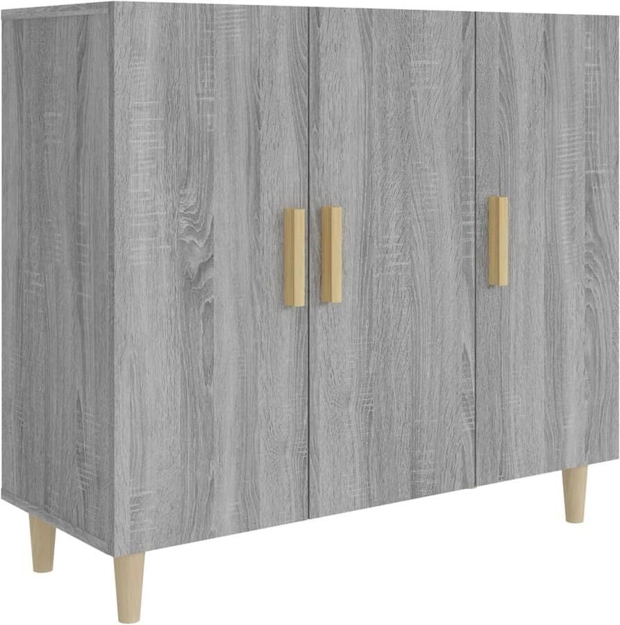 VidaXL Dressoir 90x34x80 cm Grijs Sonoma Eiken Dressoir Buffetkast Grijze Eiken Meubilair Salontafel Opslagmeubilair