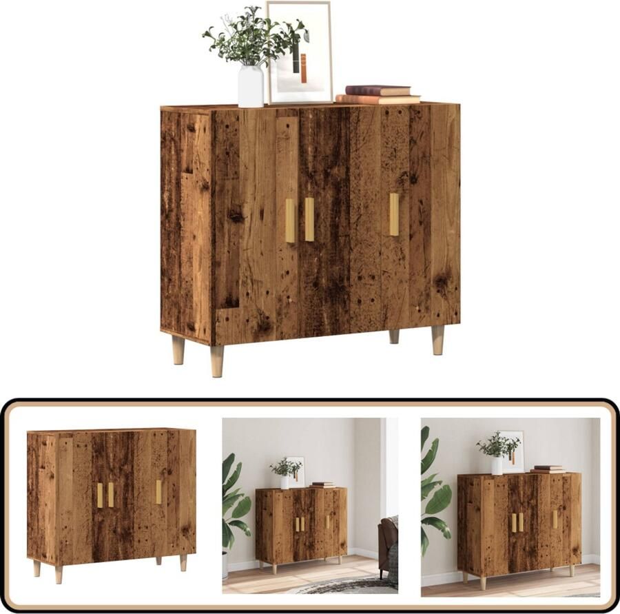 VidaXL Dressoir 90x34x80 cm Bewerkt hout Oud hout Dressoir Vintage Dressoir Houten Dressoir Opslagmeubels Salontafel