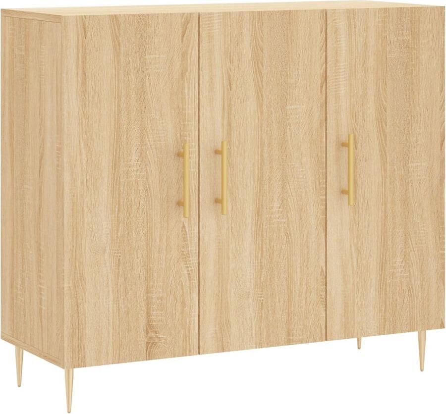 VidaXL Dressoir 90x34x80 cm bewerkt hout sonoma eikenkleurig Dressoir Salontafel Houten Dressoir Landelijk Dressoir Industrieel Dressoir - Foto 5