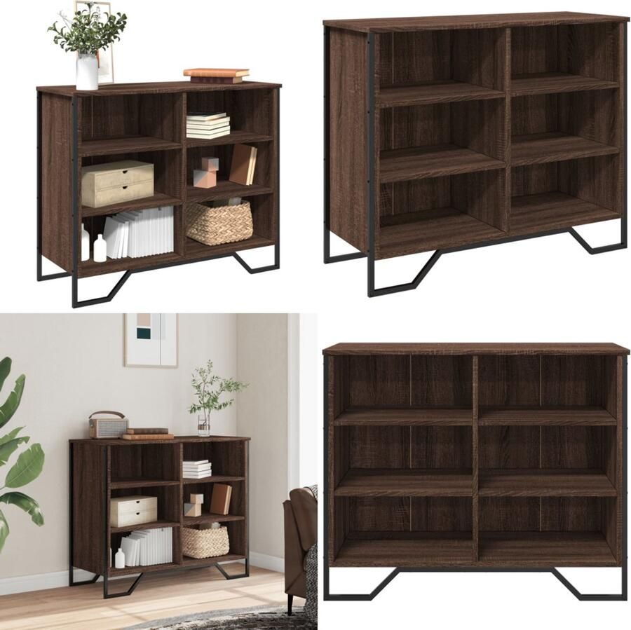 VidaXL Dressoir 91x35 5x74 5 cm bewerkt hout bruin eikenkleur Dressoir Dressoirs Kast Wandkast