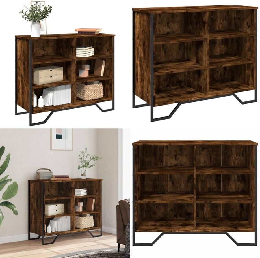 VidaXL Dressoir 91x35 5x74 5 cm bewerkt hout gerookt eikenkleurig Dressoir Dressoirs Kast Wandkast