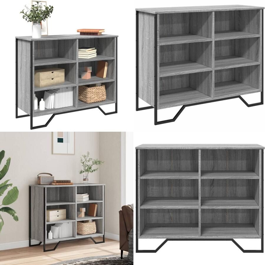 VidaXL Dressoir 91x35 5x74 5 cm bewerkt hout grijs sonoma eikenkleurig Dressoir Dressoirs Kast Wandkast