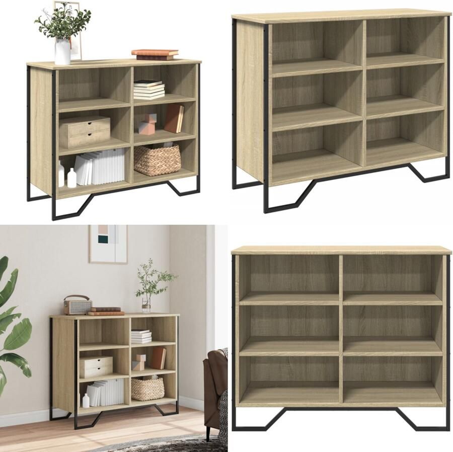 VidaXL Dressoir 91x35 5x74 5 cm bewerkt hout sonoma eikenkleurig Dressoir Dressoirs Kast Wandkast